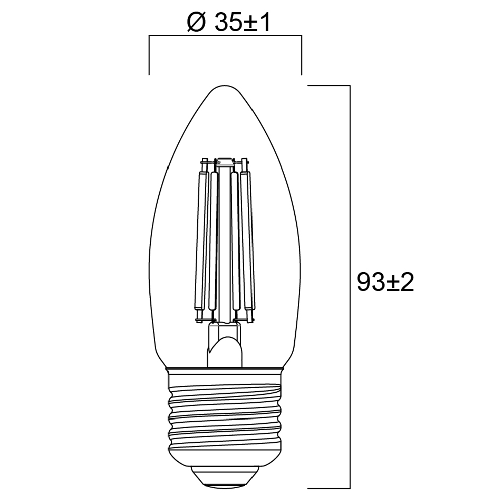 LED Kerze E27 | Warmweiß | Filament Design | 40W Ersatz