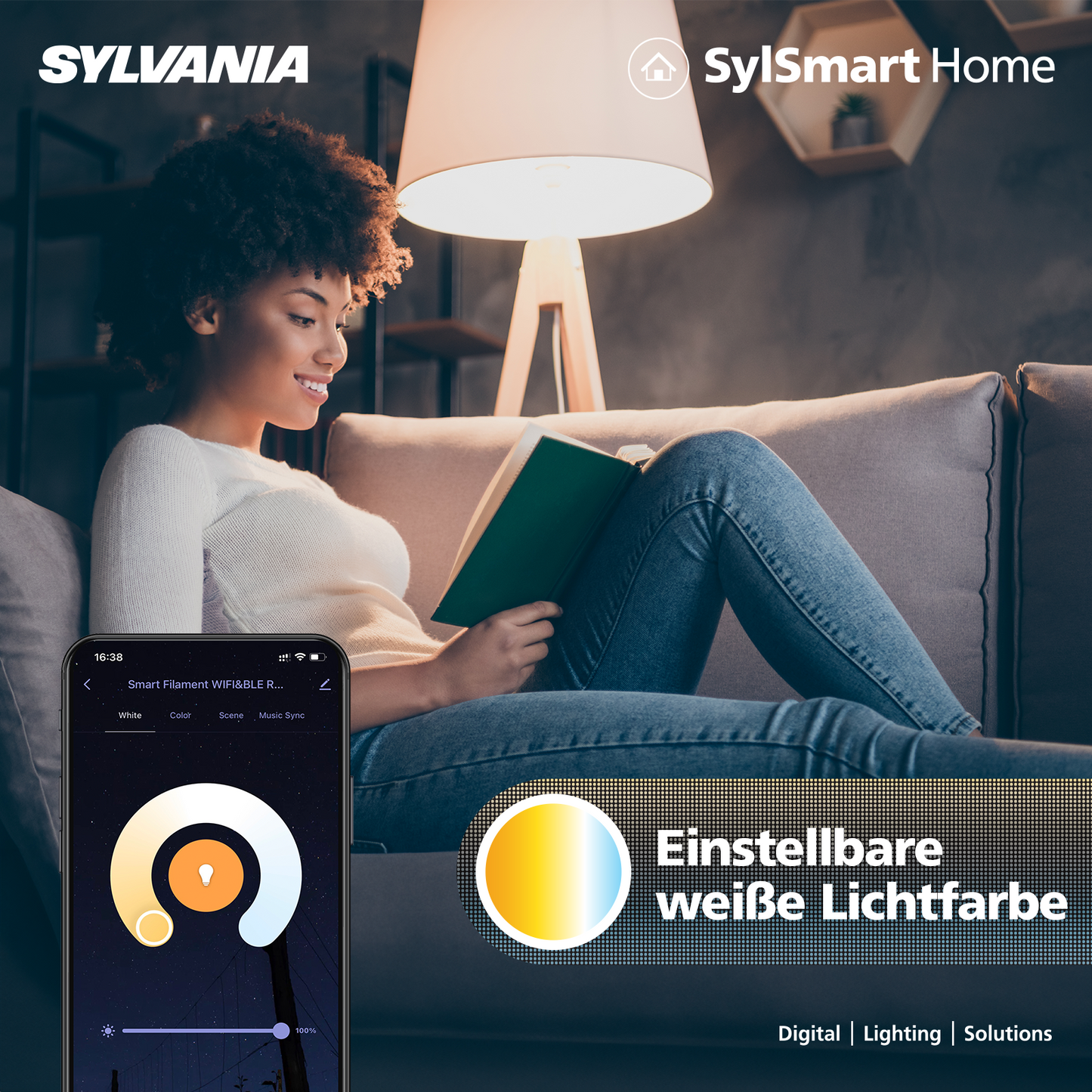 LED Deckenleuchte Smart | Einstellbarer Farbton | Abhängung möglich