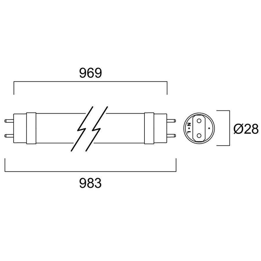 LED Röhre T8 | 970 mm | Ersatz für 36W - 1 Meter | für KVG & AC | Neutralweiß 4000K