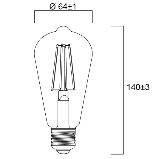 LED Lampe | Effizienzklasse A | E27 | Warmweiß | Edison-Form | 60W Ersatz