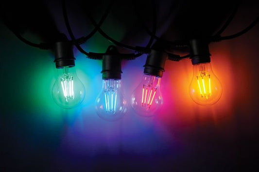 Outdoor Lichterkette | Chroma-Lampen | 12 LEDs - Rot, Blau, Orange, Grün